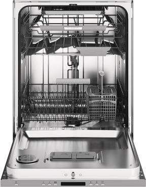 ASKO DBI664IXXLS 40 Series, Stainless, 42 dBA, Integrated Handle, XXL interior view with rack and basket.
