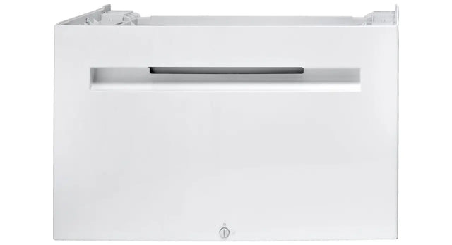 Bosch WTZPW20D dryer pedestal with storage drawer, perfect for increasing appliance height and convenient access.