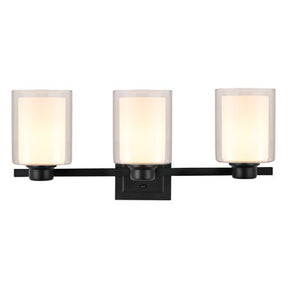 Design House 556159 - Oslo 3-Light Brushed Nickel Vanity Light with three adjustable glass shades.