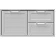 Hestan AGSDR42 42 Inch Double Drawer and Storage Door Combination: Stainless Steel, outdoor kitchen storage unit.