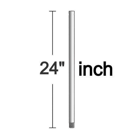 Craftmade DR24CH - 24-inch Ceiling Fan Downrod in Chrome Finish with dimensions labeled for installation.