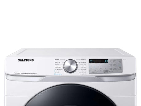 Samsung DVG45B6300W 7.5 cu. ft. Smart Gas Dryer with Steam Sanitize+ - White control panel view
