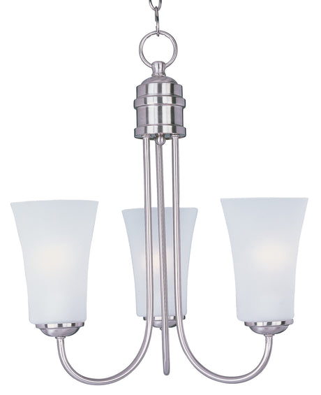 Maxim Lighting 10043FTSN - Logan 3 Light 17 inch Satin Nickel Single-Tier Chandelier Ceiling Light with three frosted glass shades.