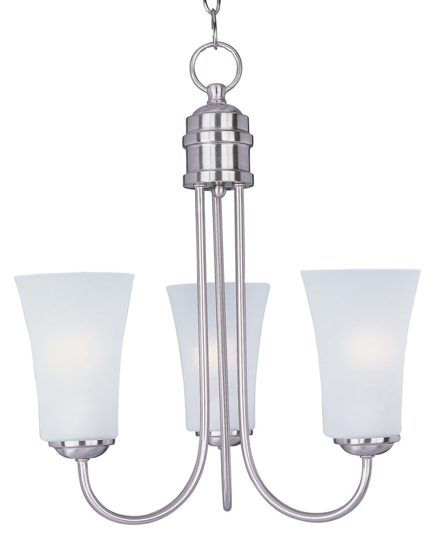 Maxim Lighting 10043FTSN - Logan 3 Light 17 inch Satin Nickel Single-Tier Chandelier Ceiling Light with three frosted glass shades.