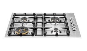 Bertazzoni QB30400X BZ-30IN LOW PROFILE BUILT-IN COOKTOP with four burners and stainless steel finish.