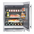 Liebherr RO-510 LI-24" OUTDOOR REFRIGERATOR showcasing interior with beverages, meats, and fish, perfect for outdoor living.