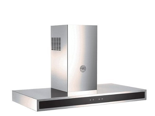 Bertazzoni wall mount range hood with glass front