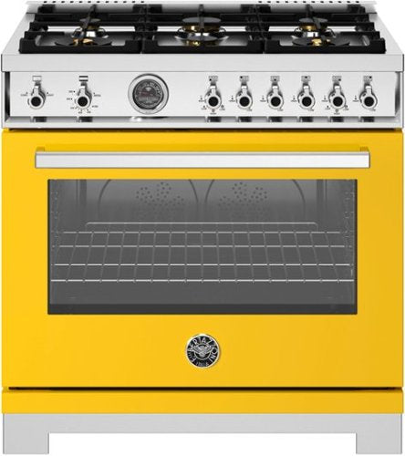 Bertazzoni 36" gas range with brass burners