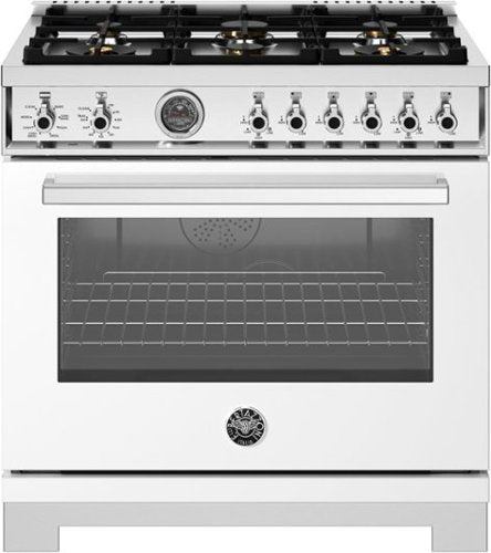 Bertazzoni 36" gas range with brass burners