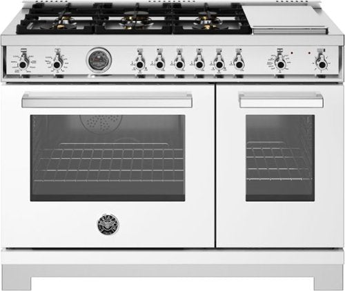 Bertazzoni electric range with brass burners
