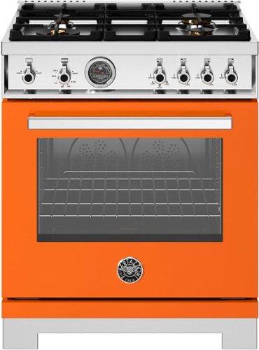 Bertazzoni gas range with brass burners