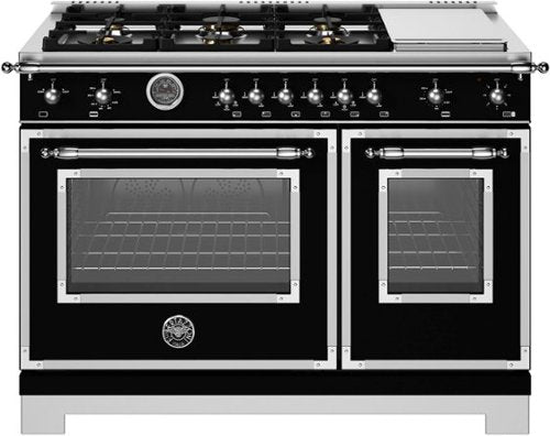 Bertazzoni gas range with 6 brass burners and griddle