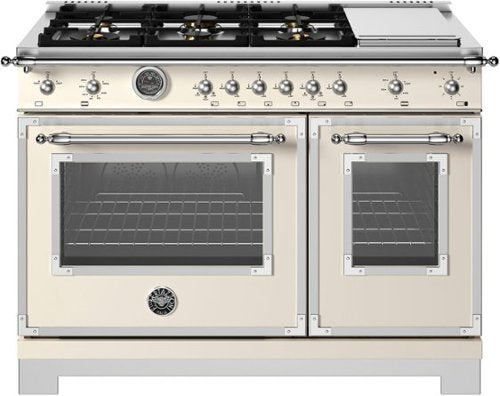Bertazzoni 48" gas range with brass burners