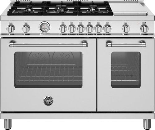 Bertazzoni gas range with 6 burners and griddle