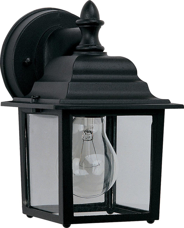 Maxim Lighting 1025BK - Builder Cast 1-Light Outdoor Wall Lantern with clear glass shade and black finish.