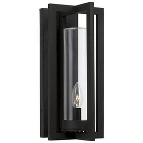 Capital Lighting 948211BK - Kent 1-Light Outdoor Wall Lantern in Black with sleek design and clear glass panels for outdoor entryways.