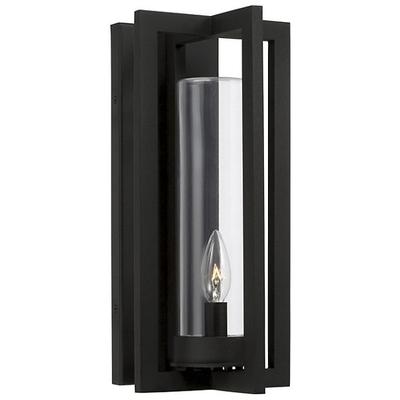 Capital Lighting 948211BK - Kent 1-Light Outdoor Wall Lantern in Black with sleek design and clear glass panels for outdoor entryways.