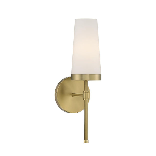 Savoy House 9-2801-1-322 - Haynes 1-Light 60W E12 Incandescent/LED Wall Sconce in Warm Brass for luxurious lighting.
