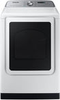 SAMSUNG DVE55CG7100W 7.4 Cu. Ft. Smart Electric Dryer with Steam Sanitize+ - White front view.