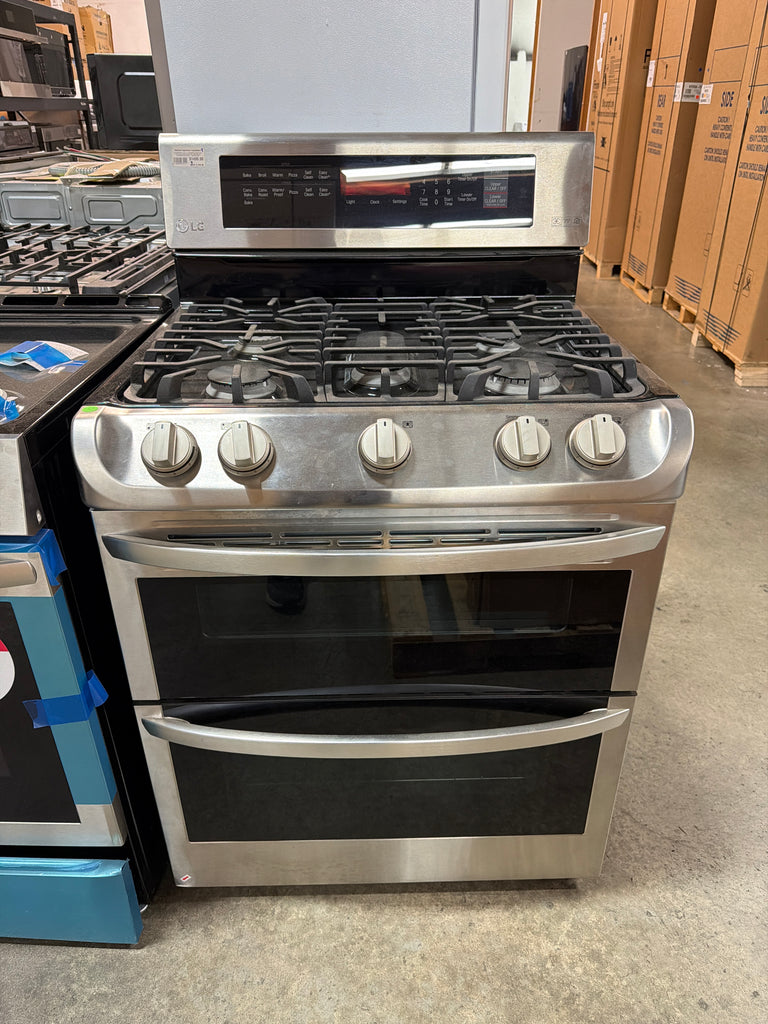LG LDG4313ST 6.9 Cu. Ft. Freestanding Double Oven Gas True Convection Range with EasyClean and UntraHeat Power Burner - Stainless steel
