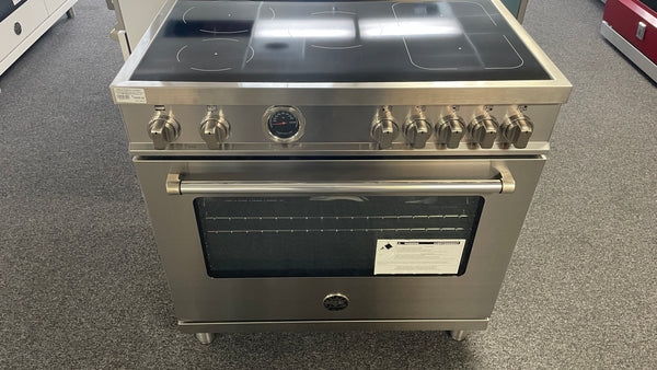 BERTAZZONI MAST365INSXT MASTER 36 Inch Freestanding Induction Range with 5 Induction Zones, 5.7 cu ft Oven, Self-Clean, Power Bridge Zone, Dual Convection Fans, Digital Controls, Temperature Probe