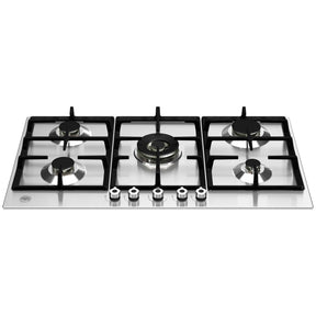Bertazzoni PROF365CTXV BZ-36" FRONT CONTROL GAS CKTP 5 BURNERS on a stainless steel surface with black grates.
