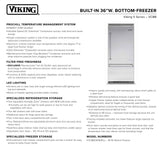 Viking VCBB5363ERSS Built-In Bottom Freezer Refrigerator (Open Box)
