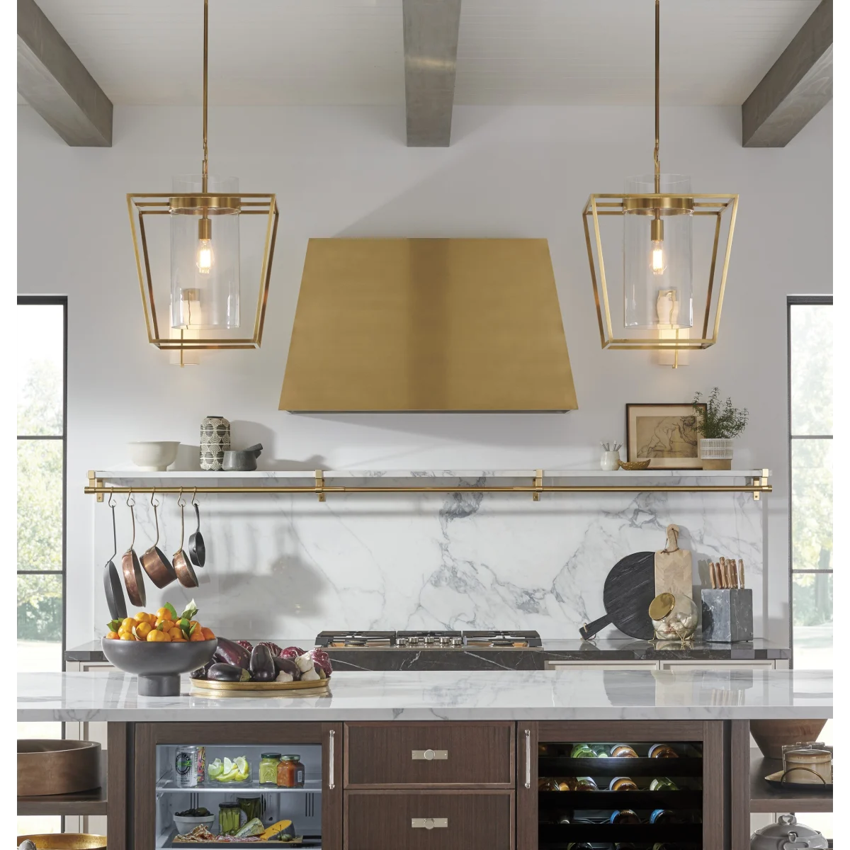 Monogram ZVC48DNB1 Wall Mount Range Hood, 48 Inch, Brass (Open Box / Scratch & Dent)