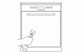 add to the left of the dishwasher a line art pic of a hand holding a wrench