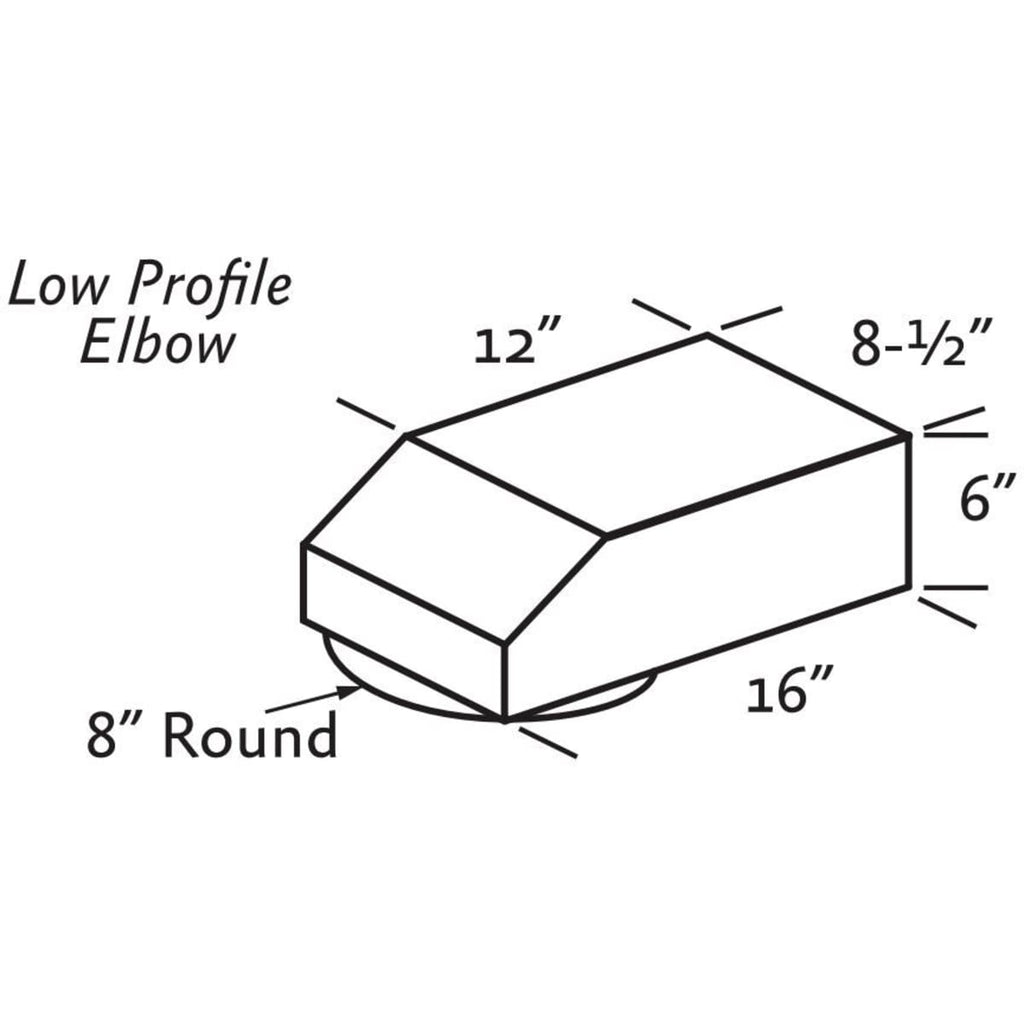Hestan AKVBE8 - Low Profile Elbow Vent - 8 Inch Round to 6 Inch x 8-1/2 Inch Rect.
