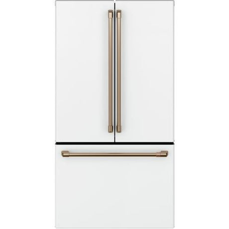 Cafe CWE23SP4MW2 36 Inch Counter Depth French Door Smart Refrigerator with 23.1 Cu. Ft. Capacity, TwinChill™ Evaporators, Temperature-Controlled Drawer, Wi-Fi, Internal Water\Ice Dispenser, and ENERGY.