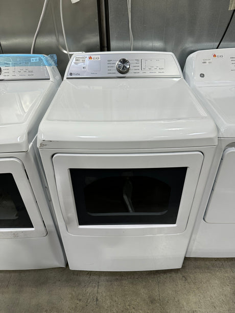 GE PROFILE PTD60GBSRWS 7.4 Cu. Ft. Capacity Aluminized Alloy Drum Gas Dryer with Sanitize Cycle and Sensor Dry