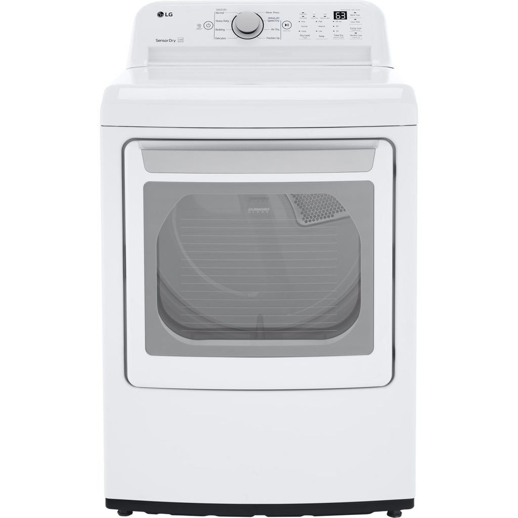 LG DLG7151W 27 Inch Gas Dryer with 7.3 Cu. Ft. Capacity, 8 Dryer Programs, Wrinkle Care, Speed Dry, Sensor Dry, FlowSense™ Duct Clogging Indicator, and Energy Star Certified: White - Scratch & Dent