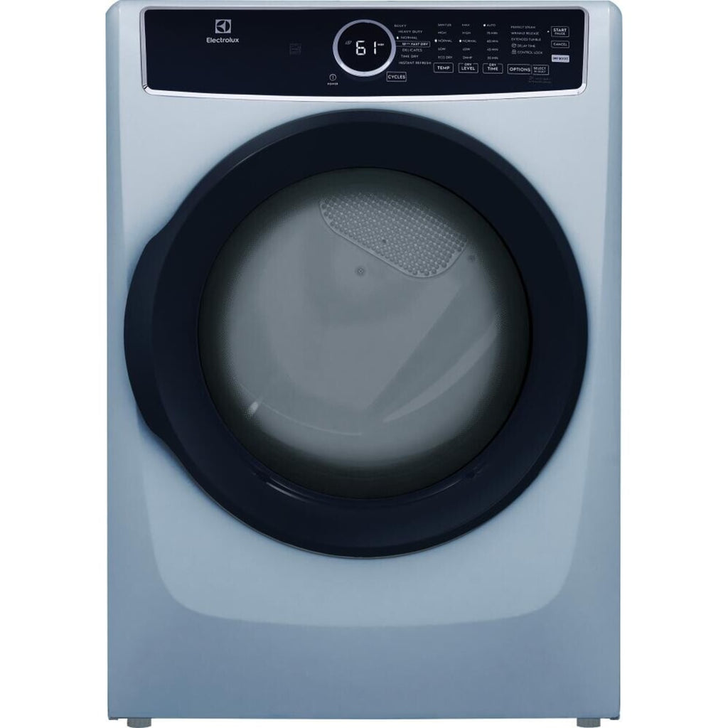 Electrolux ELFE7437AG 27 Inch Electric Dryer with 8.0 Cu. Ft. Capacity, 7 Dry Cycles, Moisture Sensor, Instant Refresh, and ENERGY STAR® Certified: Glacier Blue
