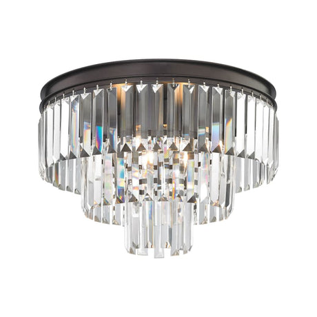 Elk Lighting 15225/3-LED - Palacial LED 19 inch Oil Rubbed Bronze Semi Flush Mount Ceiling Light with crystal accents.