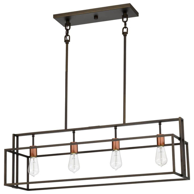 NUVO Lighting 60-5854 - Lake 4 Light 36 inch Iron Black and Brushed Nickel Accents Island Pendant Ceiling Light