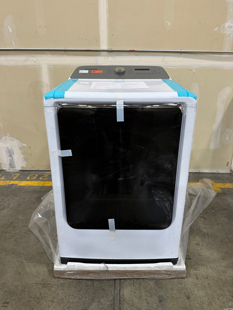 SAMSUNG DVG54R7200W 7.4 cu. ft. Gas Dryer with Steam Sanitize+ in White - Scratch & Dent on display.