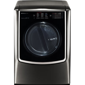 LG SIGNATURE DLEX9500K 9.0 cu. ft. Large Smart wi-fi Enabled Electric Dryer w/ TurboSteam™ front view with control panel.