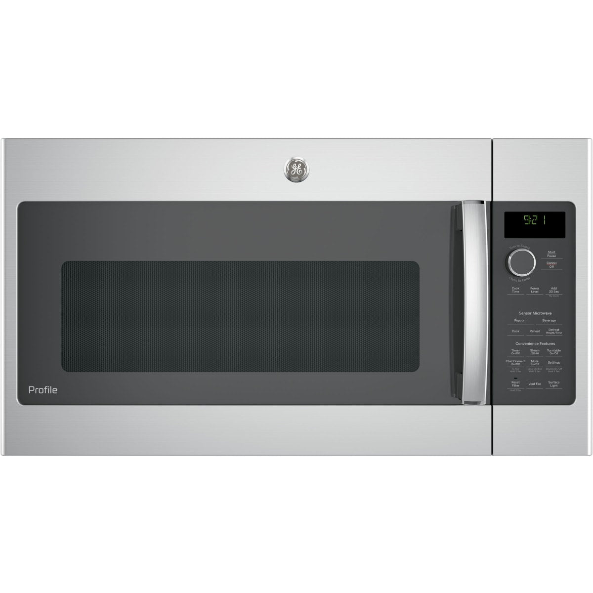 GE Profile™ 2.1 Cu. Ft. Over-the-Range Sensor Microwave Oven Model #: PVM9215SKSS in stainless steel finish