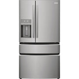FRIGIDAIRE GALLERY GRMC2273CF 21.5 Cu. Ft. 4-Door French Door Counter-Depth Refrigerator in sleek stainless steel design.