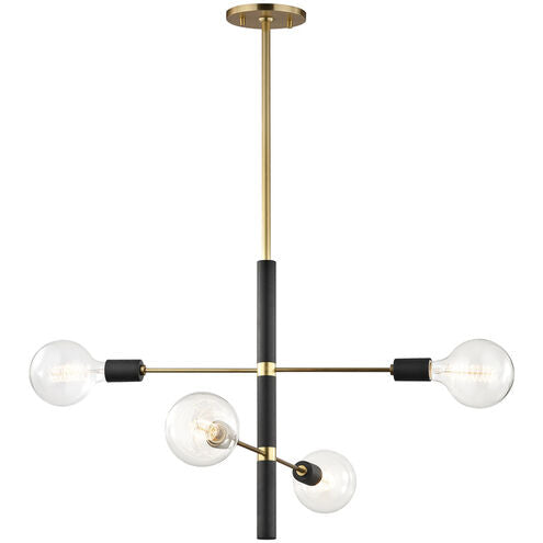 Hudson Valley H178804-AGB/BK - Mitzi Astrid 4-Light Chandelier in Aged Brass/Black for modern interiors.