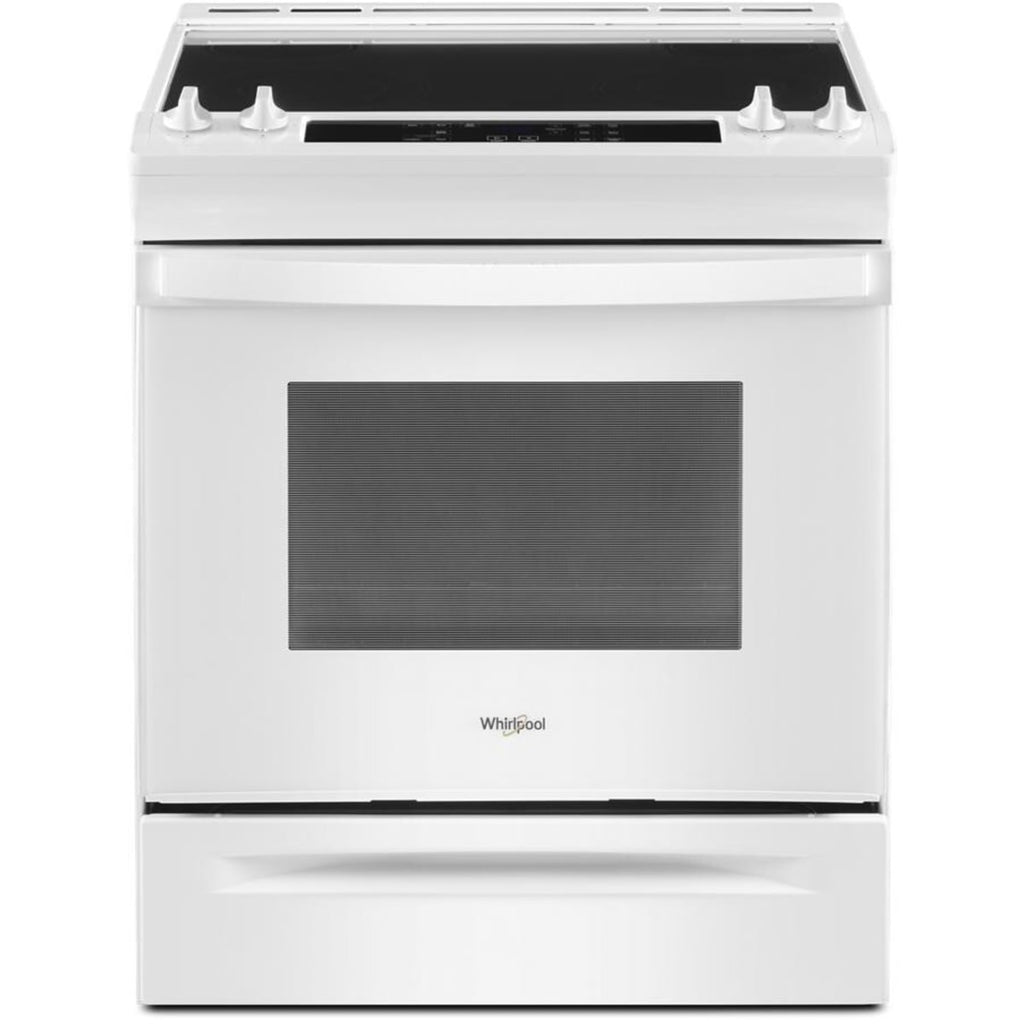 Whirlpool WEE515SALW 30 Inch Slide-In Electric Range with 4 Radiant Elements, 4.8 cu. ft. Capacity, FlexHeat Dual Elements, Frozen Bake, Sabbath Mode, Self-Clean, and ADA Compliant: White- Open Box