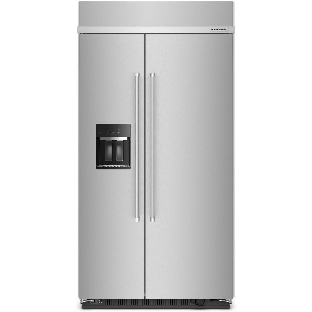 KitchenAid KBSD702MPS 42 Inch Built-In Side-by-Side Refrigerator with 25.1 cu. ft. Capacity, 4 Shelves, Sliding Tray, ExtendFresh™ Temp System, Exterior Ice/Water Dispenser, ENERGY STAR®, and Star-K: