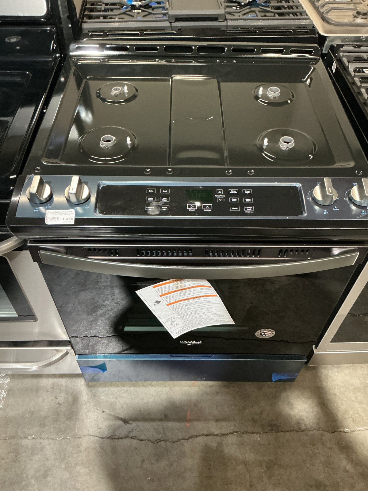 Whirlpool WEG515S0LV 30 in 5.0 cu ft Slide-In Gas Range with Frozen Bake Technology, Black Stainless