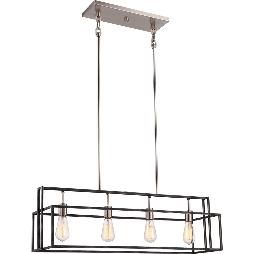 NUVO Lighting 60-5859 - Lake 4 Light 36 inch Iron Black and Brushed Nickel Accents Island Pendant Ceiling Light