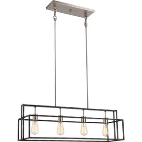NUVO Lighting 60-5859 - Lake 4 Light 36 inch Iron Black and Brushed Nickel Accents Island Pendant Ceiling Light