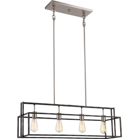 NUVO Lighting 60-5859 - Lake 4 Light 36 inch Iron Black and Brushed Nickel Accents Island Pendant Ceiling Light