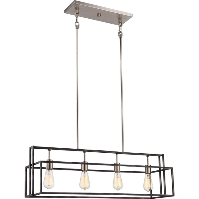NUVO Lighting 60-5859 - Lake 4 Light 36 inch Iron Black and Brushed Nickel Accents Island Pendant Ceiling Light