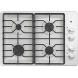 GE JGP3030DLWW 30" Built-In Gas Cooktop - Stainless steel with four burners and easy-to-clean design.
