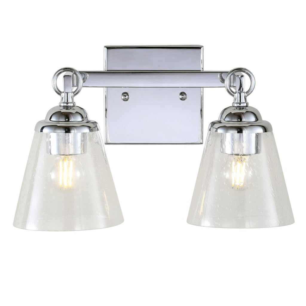 JONATHAN Y vanity light chrome 2-light hurricane shades
